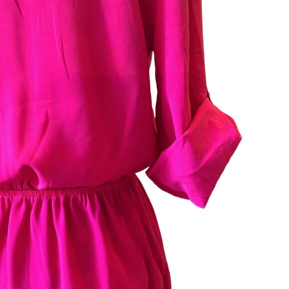 BEBOP - Pink Roll Up Sleeve Duo Pocket Safari Belted Collared Shirt Dress - Picture 12 of 14